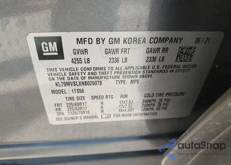 2022 Chevrolet Trailblazer Fwd Activ from USA, damaged, VIN KL79MVSLXNB026078